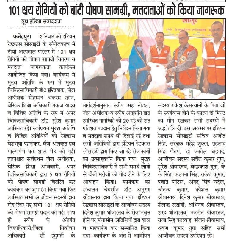 Nutritional material provided to 101 tuberculosis patients